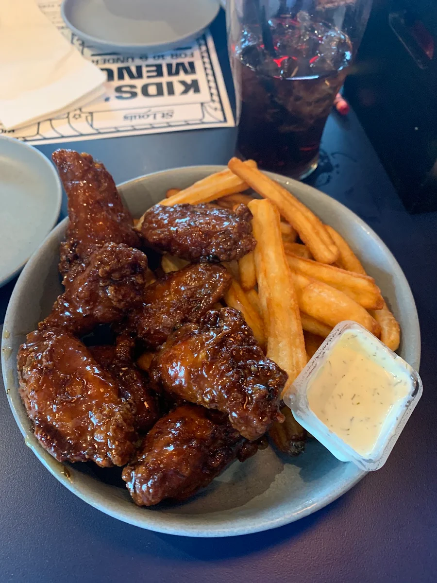Korean BBQ Wings and Fries with Dipping Sauce