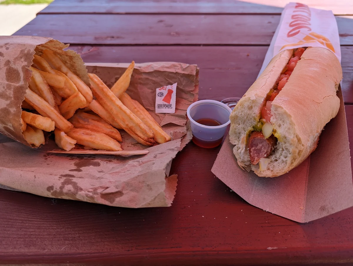 Foot Long Hot Dog and Fries