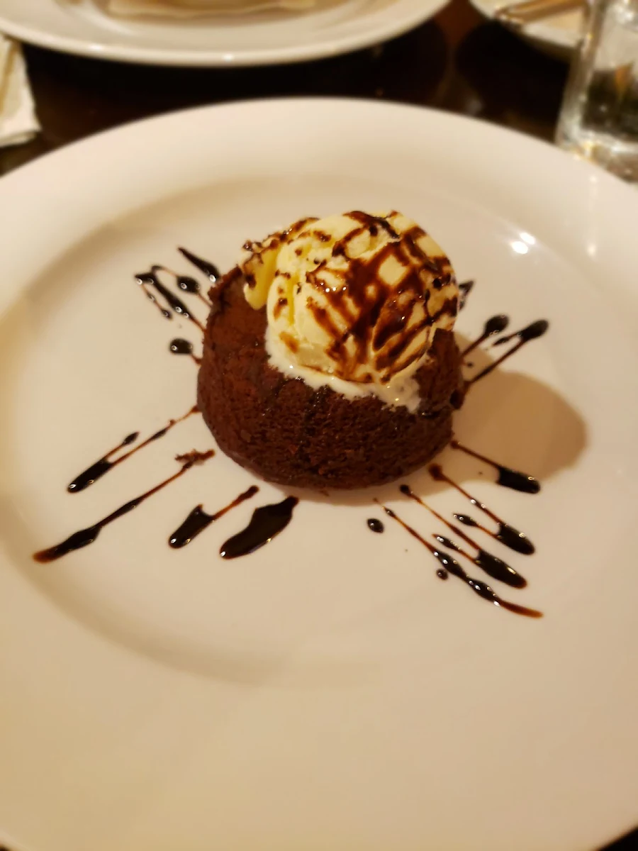 White Chocolate Lava Cake with Vanilla Ice Cream
