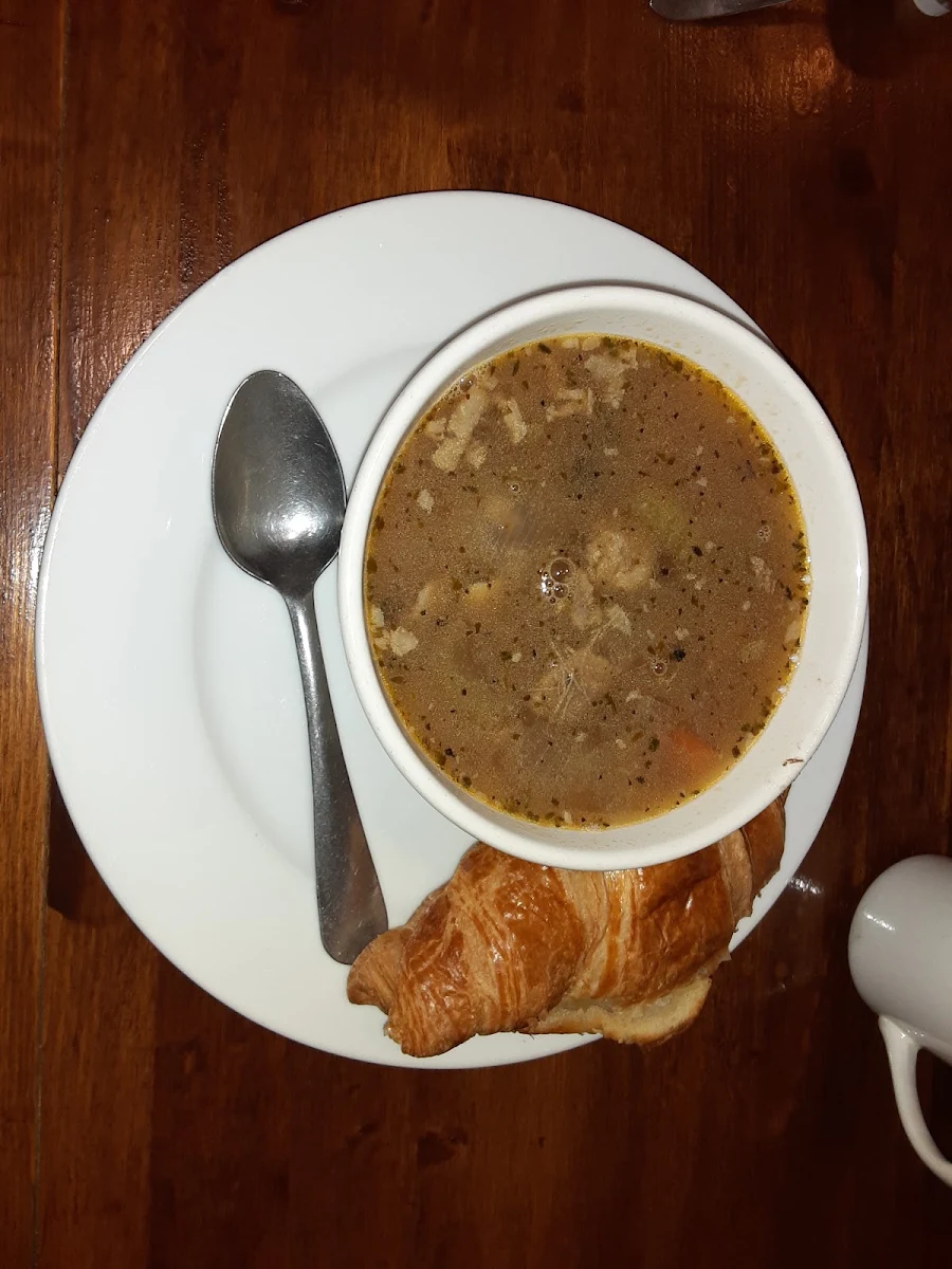 Beef Vegetable Soup with Croissant