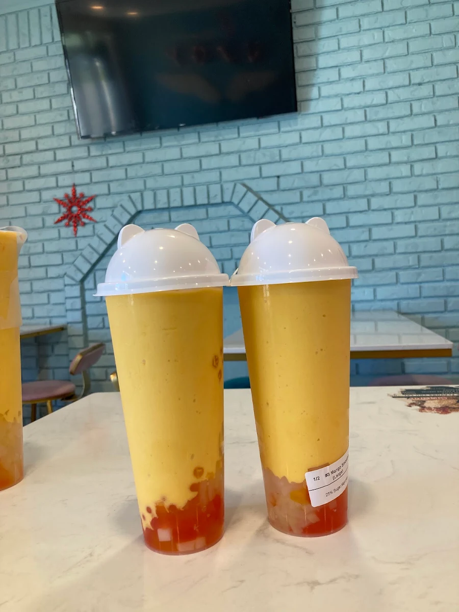 Cream Cheese Milk Foam Plus Mango Slush