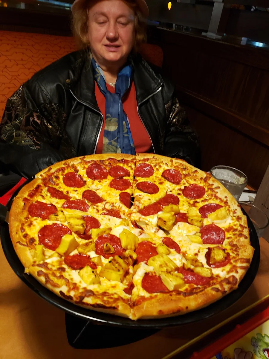 Hawaiian Pizza with Half Pepperoni