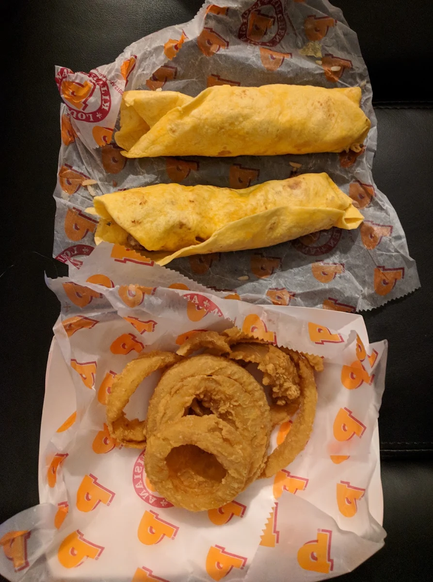 Loaded Chicken Wrap 2 and Small Onion Rings