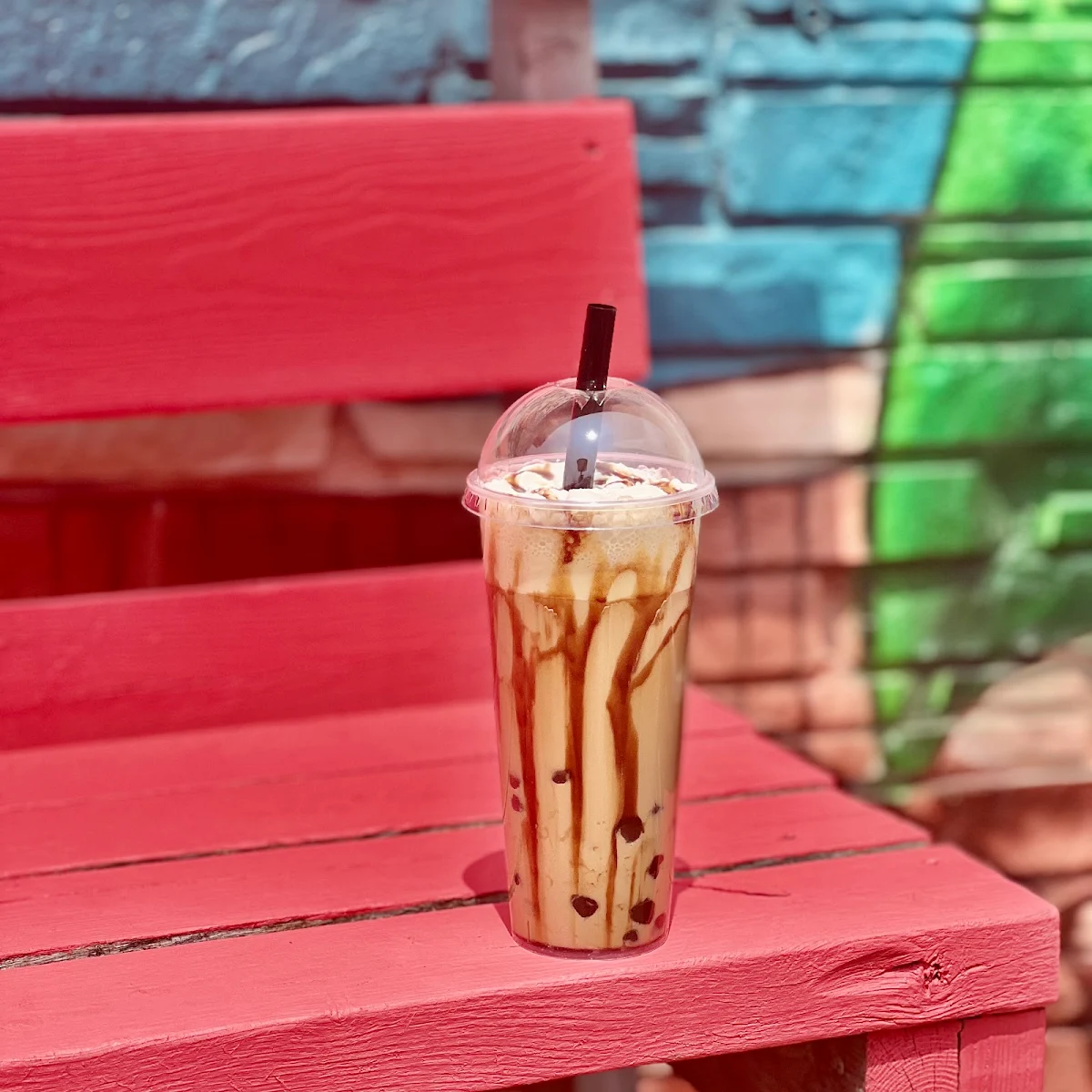 Cold Brew Coffee Milk Tea w Brown Sugar Drizzled Tapioca Pearls and Whip Top