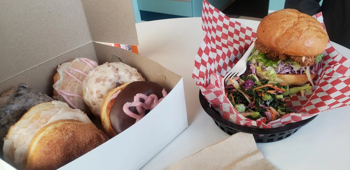 Chicken Sandwich and Donuts