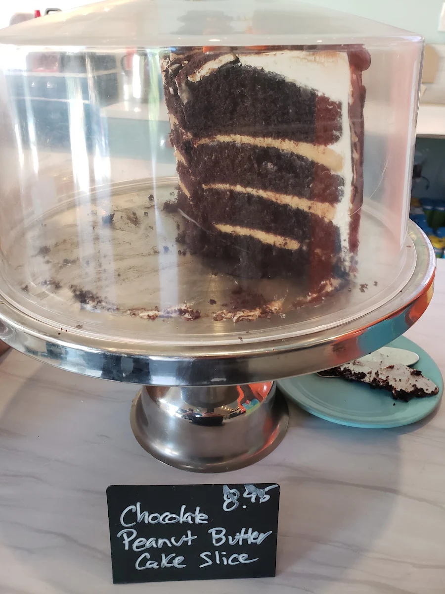 Chocolate Peanut Butter Cake Slice