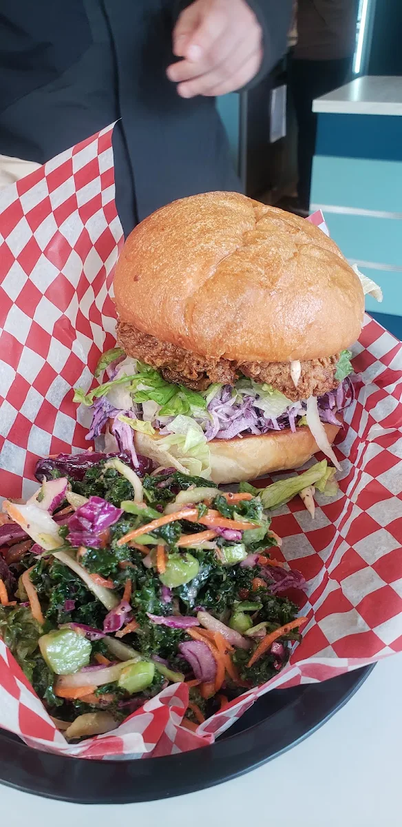 Crispy Chicken Sandwich with Kale Salad