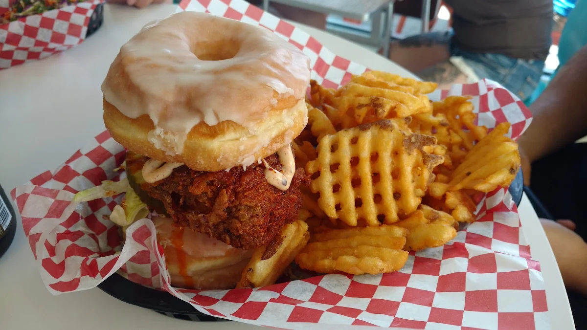 Hot Chicken Sandwich with Waffle Fries