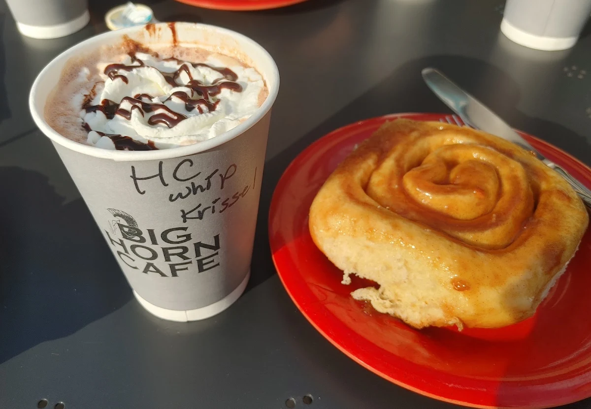Hot Chocolate and Freshly Baked Cinnamon Bun