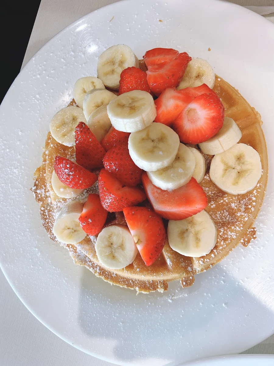 Banana and Strawberry Belgian Waffle