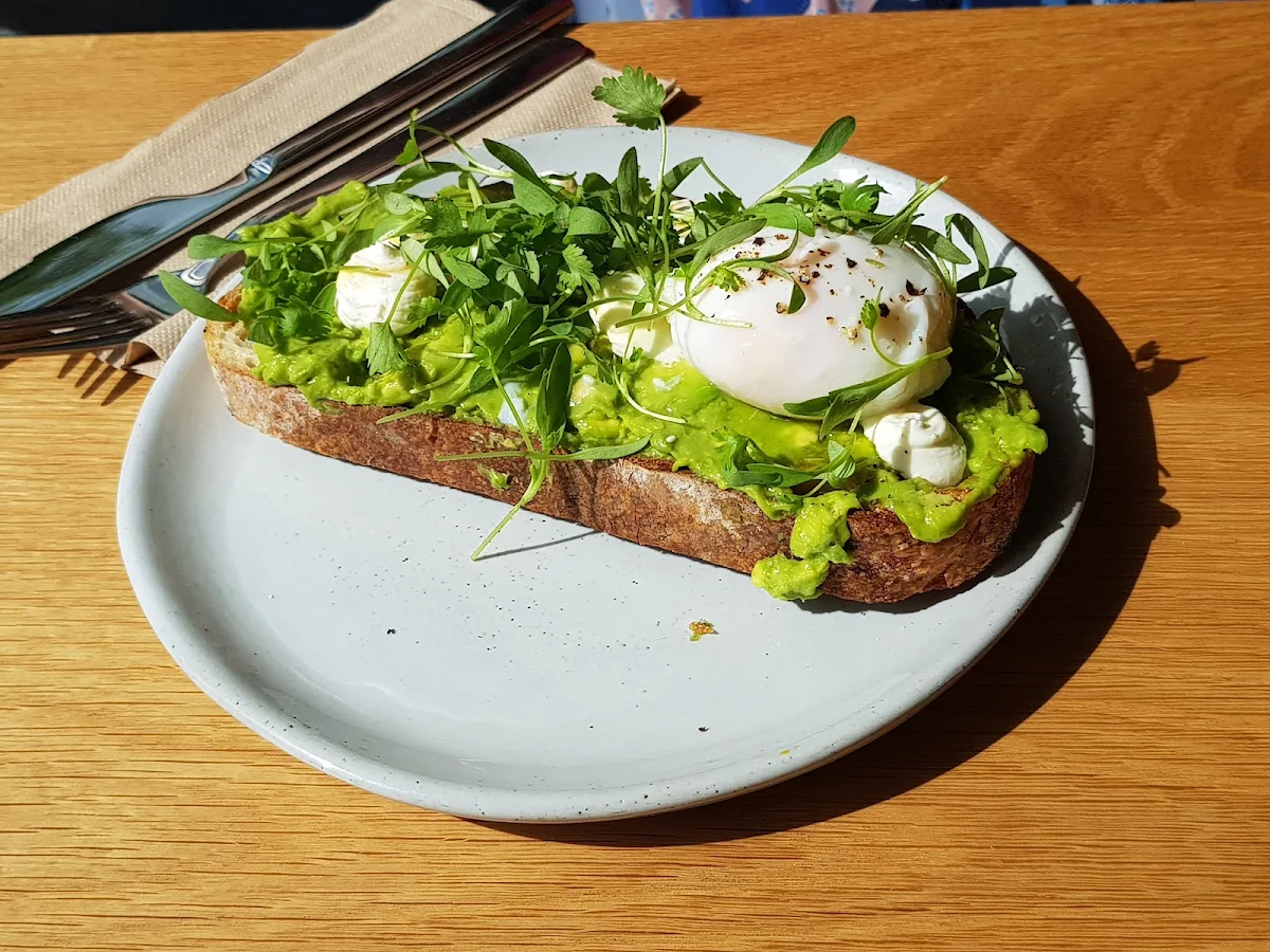 Avocado Toast w Poached Egg & Bacon