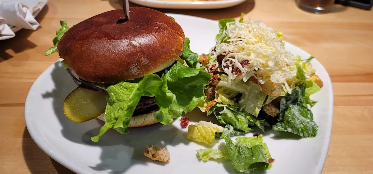 Boston Burger with Side Caesar Salad