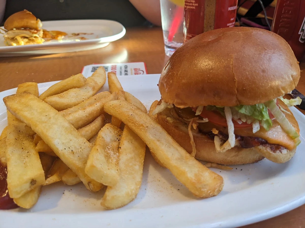 Whiskey River BBQ Chicken Burger with Fries