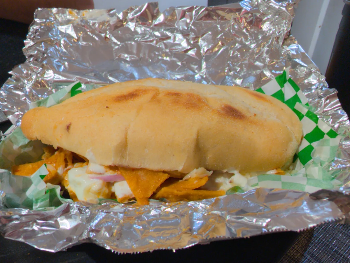 Red Chilaquiles Sandwich
