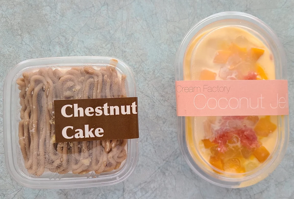 Chestnut Cake Box and Mango Sago Coconut Jelly
