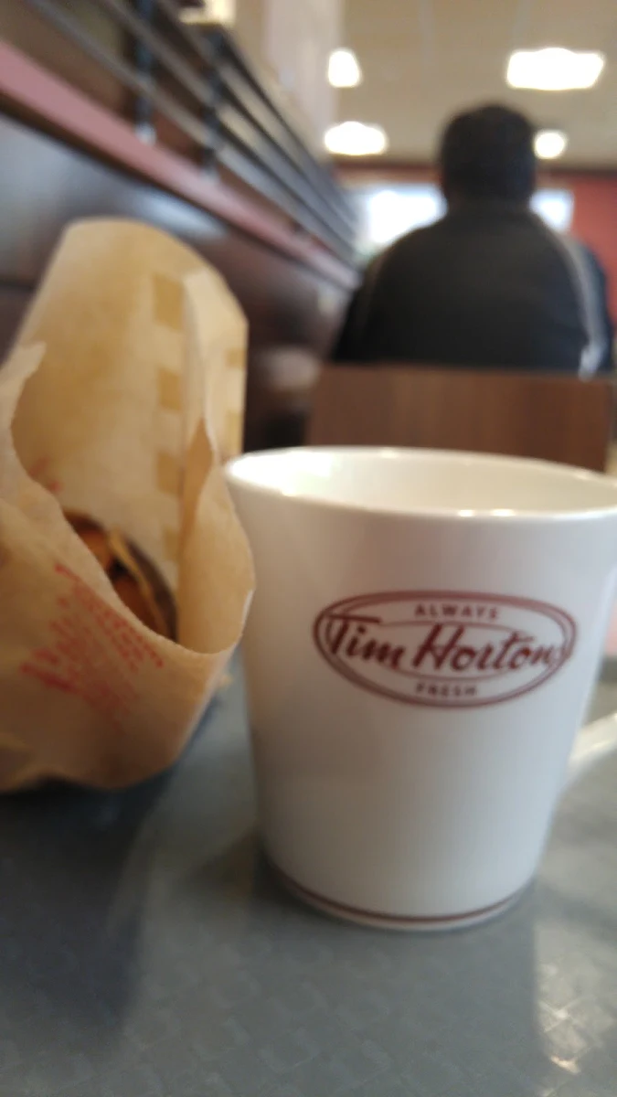 Tim Latte with Blueberry Muffin
