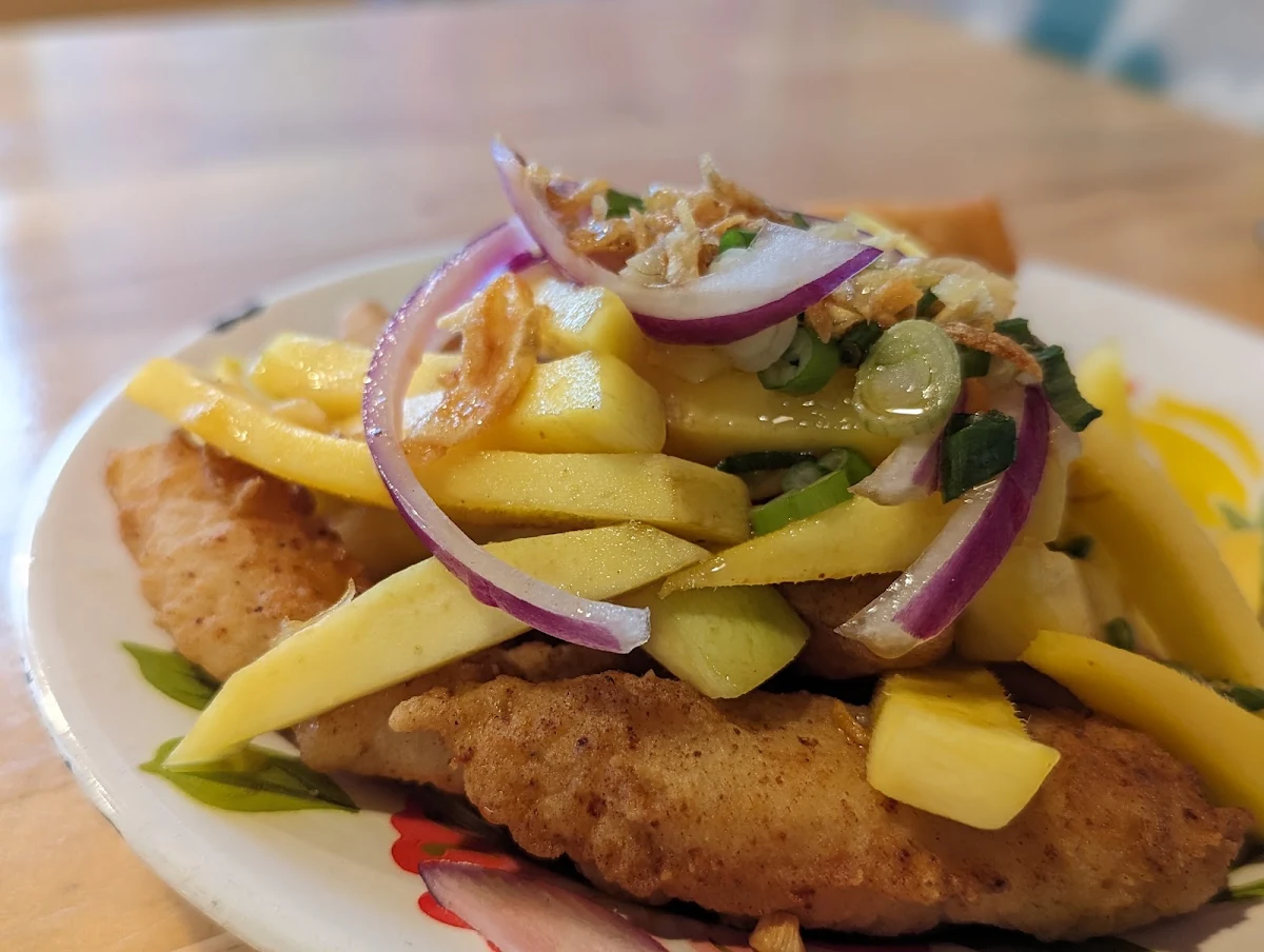 Fried Fish & Mango Salad
