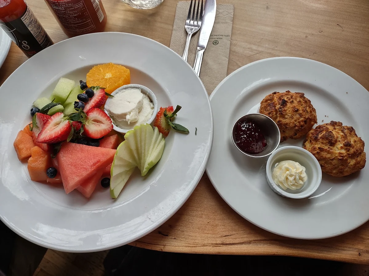 Fresh Fruit Salad & Asiago Scones