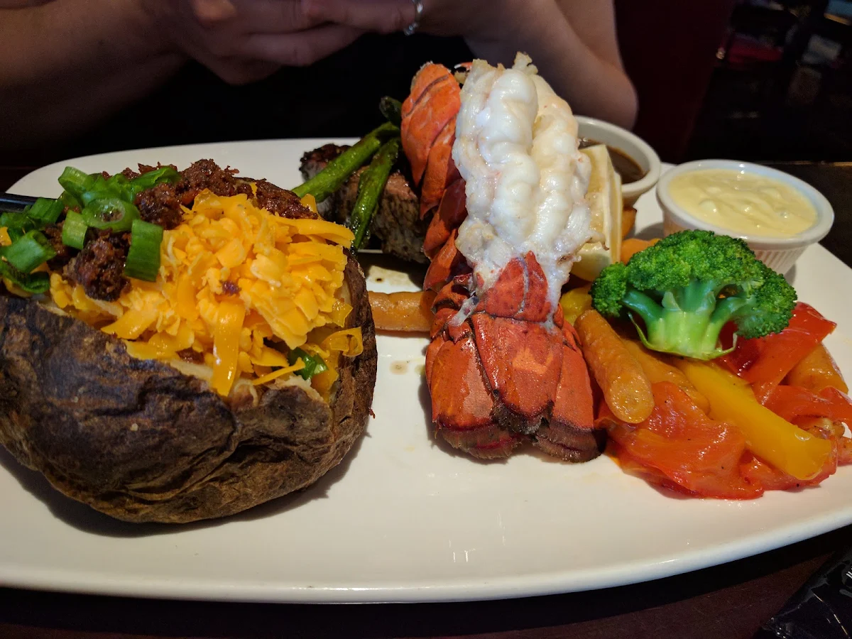Filet Mignon and Lobster Tail with Alldressed Potato