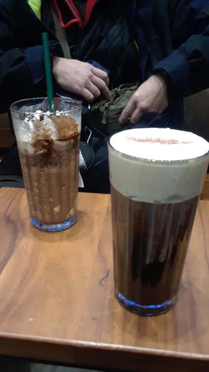 Venti Mocha Frappuccino and Venti Pistachio Cream Cold Brew