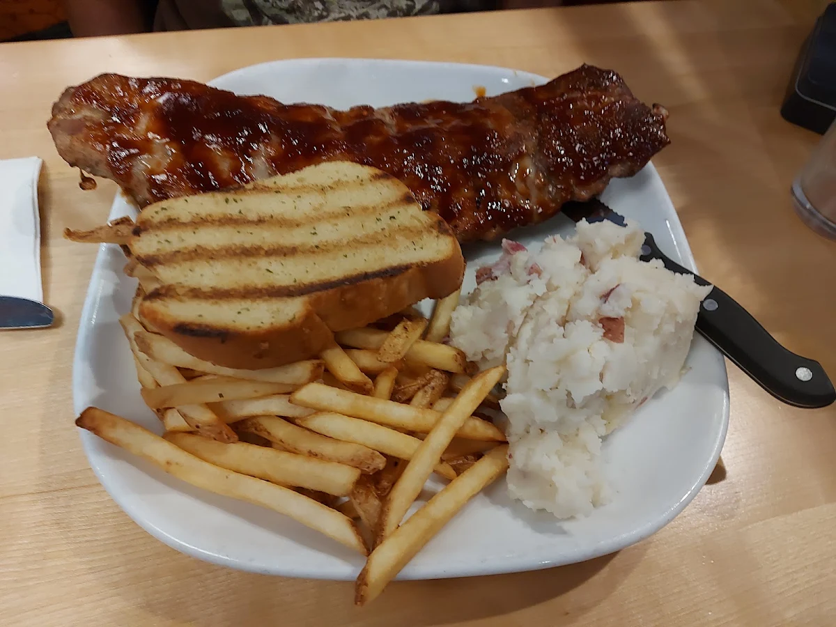 BBQ Full Rack Ribs Garlic Mashed Potatoes Fries