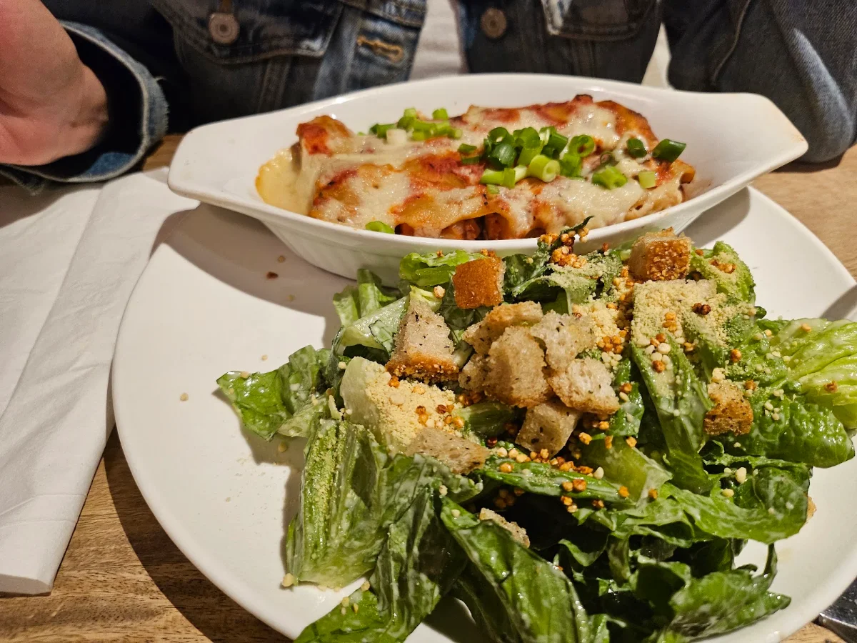 Grilled Vegetables Lasagna with Caesar Salad
