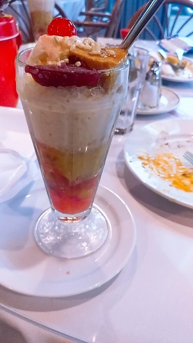 Filipino Shaved Ice Sundae with Tropical Fruits Halo-Halo