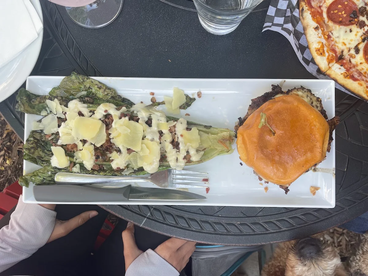 Burger and Caesar Salad
