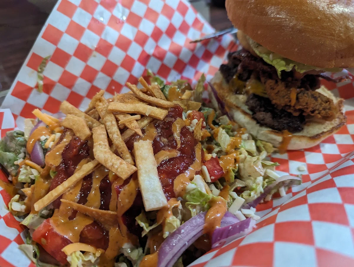 Bacon Cheese Burger with Salad