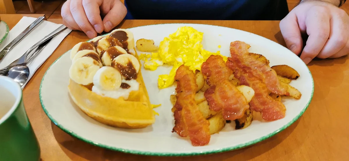 Eggs 2 Blueberry Pancakes and Bacon