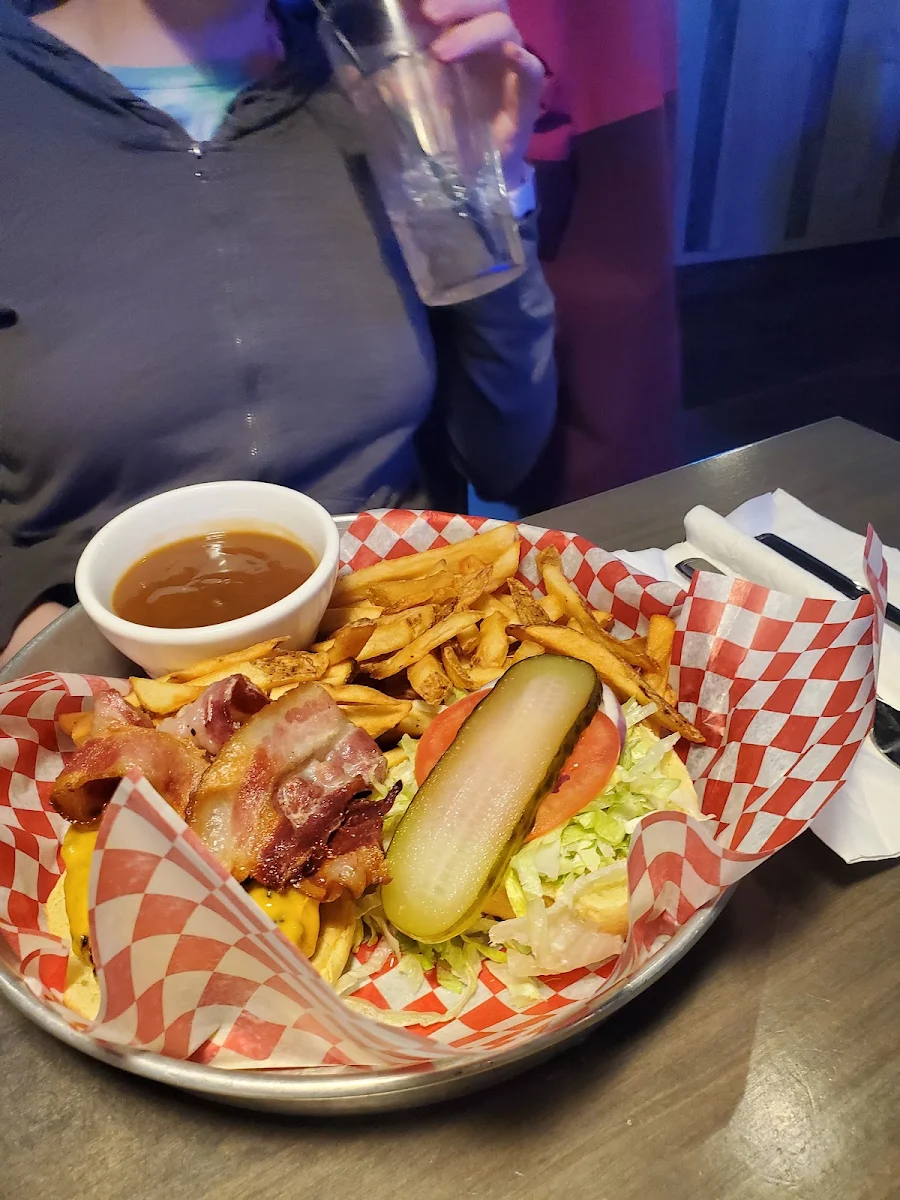 Bacon Cheese Burger with Fries and Gravy