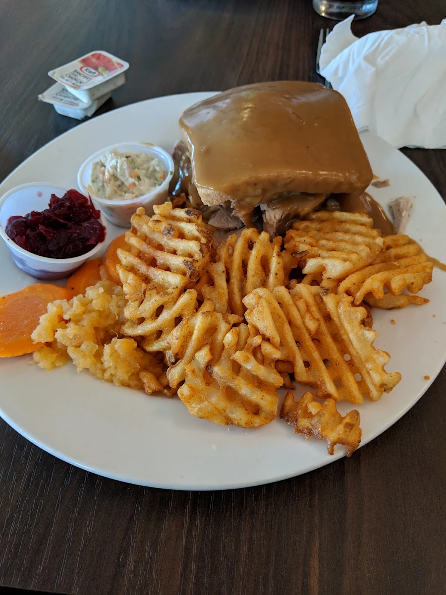 Hot Turkey Sandwich with Waffle Fries