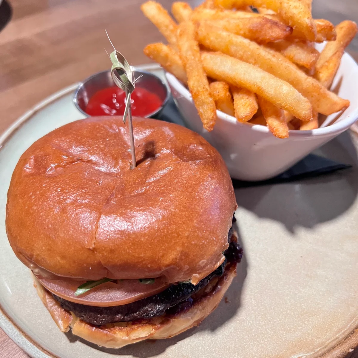 Bison Burger and Fries