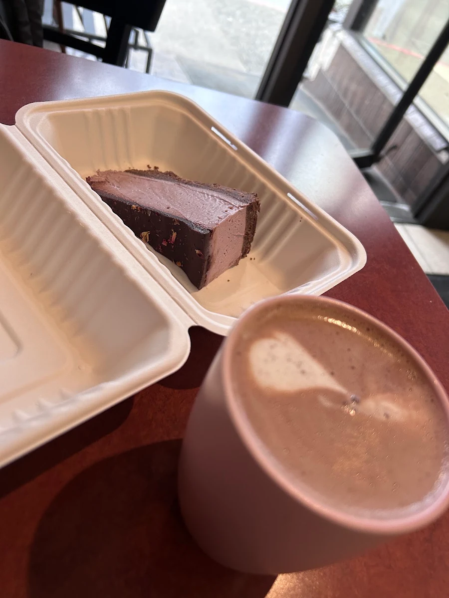 Hot Chocolate and Chocolate Raspberry Rose Cheesecake
