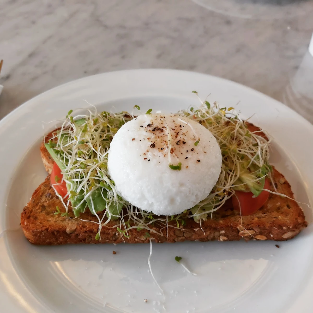 Avocado Toast with Sprouts and Poached Eggs