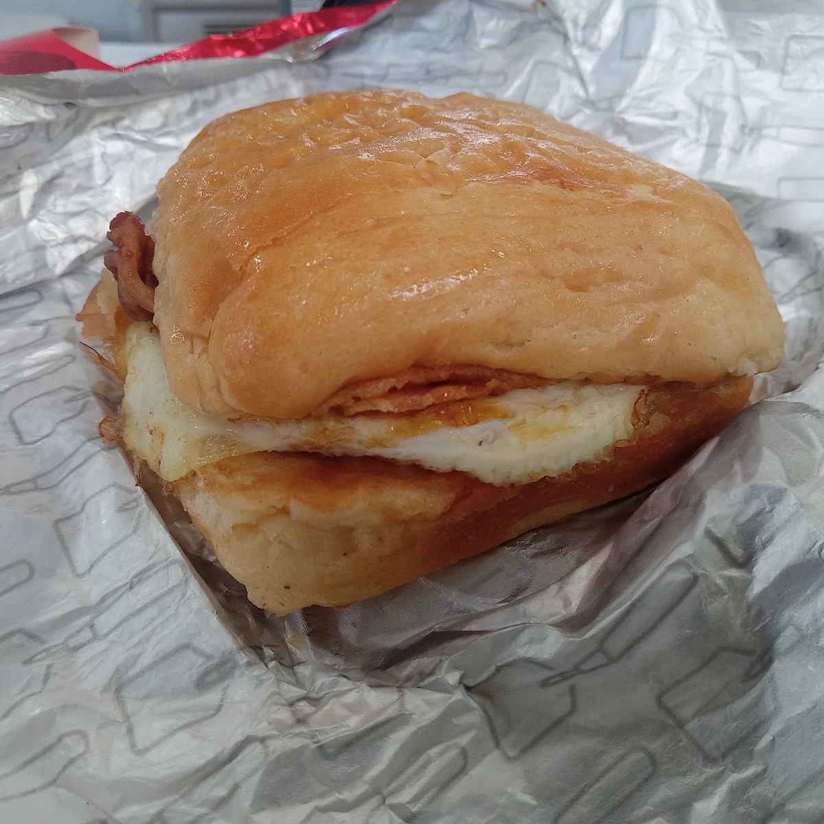 Bacon Breakfast Sandwich in a Croissant Bun
