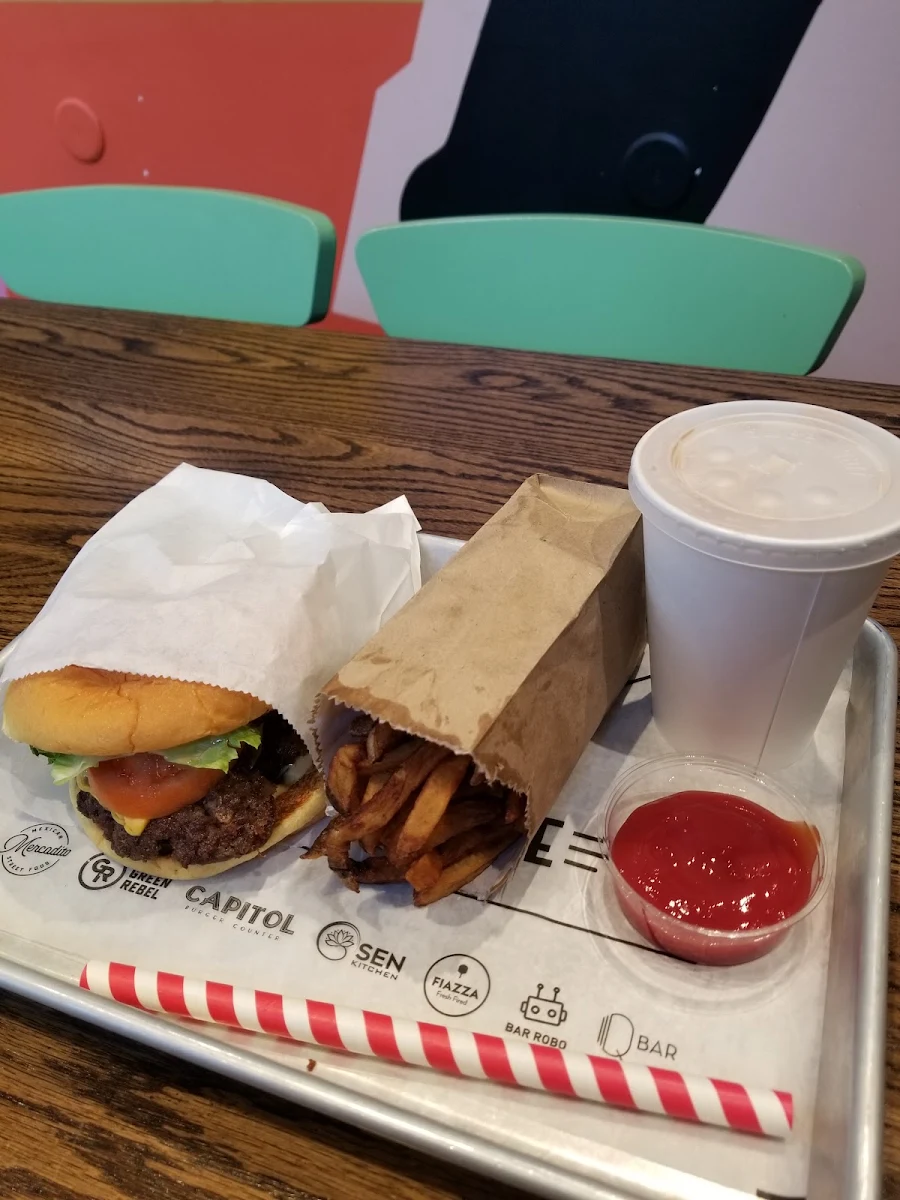 Burger Fries and Chocolate Shake