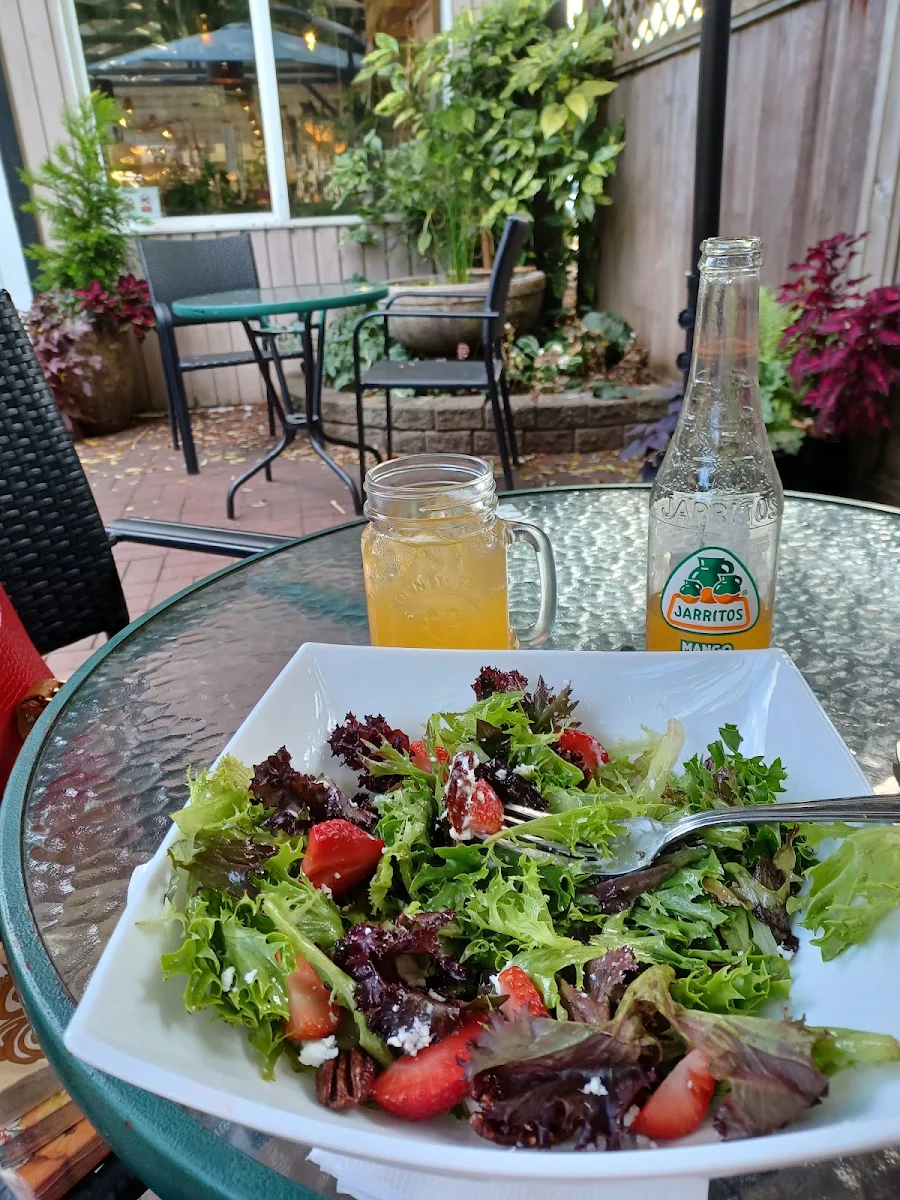 Mixed Greens with Strawberries Feta Cheese Pecsnsxandca Special House Made Salad Dressing