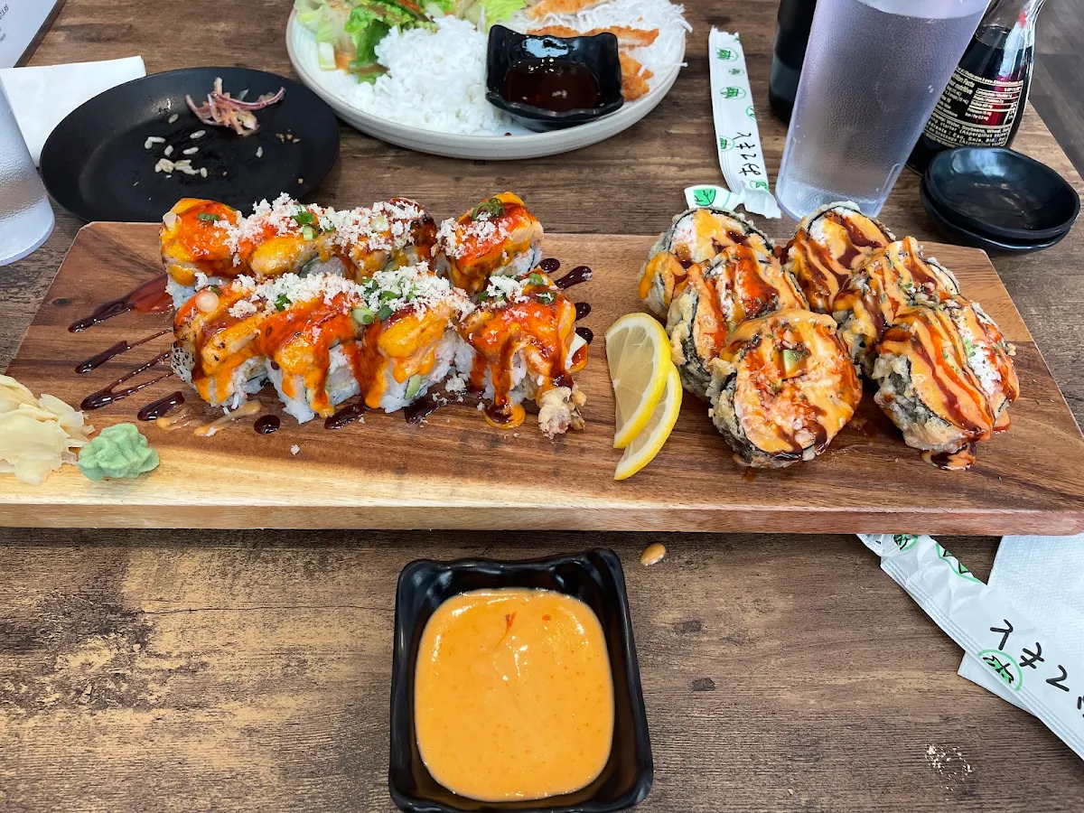 Left Dynamite Volcano Roll Right Deep Fried Magic Tuna