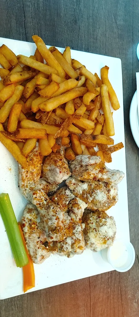 Garlic Parmesan Wings and Fries
