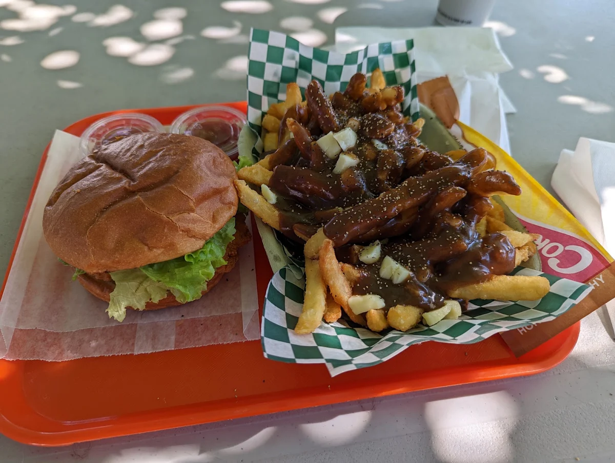Poutine and Crispy Chicken Burger