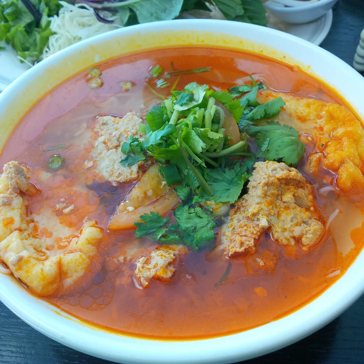 Bun Rieu Tomato Egg Tofu and Crab Noodle Soup