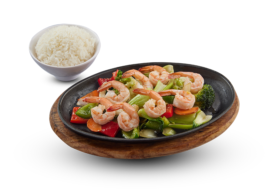 - Stir Fried Shrimp on Sizzling Plate