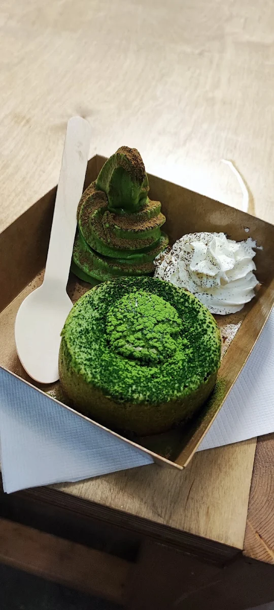 Matcha Lava Cake with Matcha Soft Serve Ice Cream
