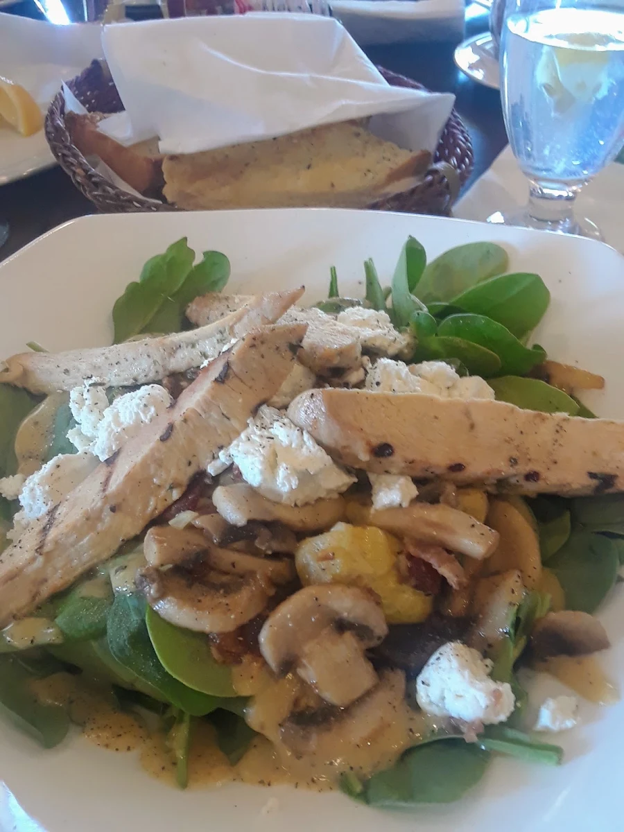 Warm Spinach Salad with Grilled Marinated Chicken Breast