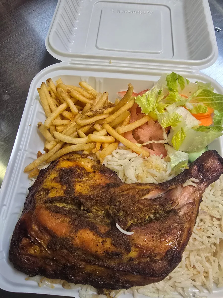 Grilled Chicken Rice Salad and Fries