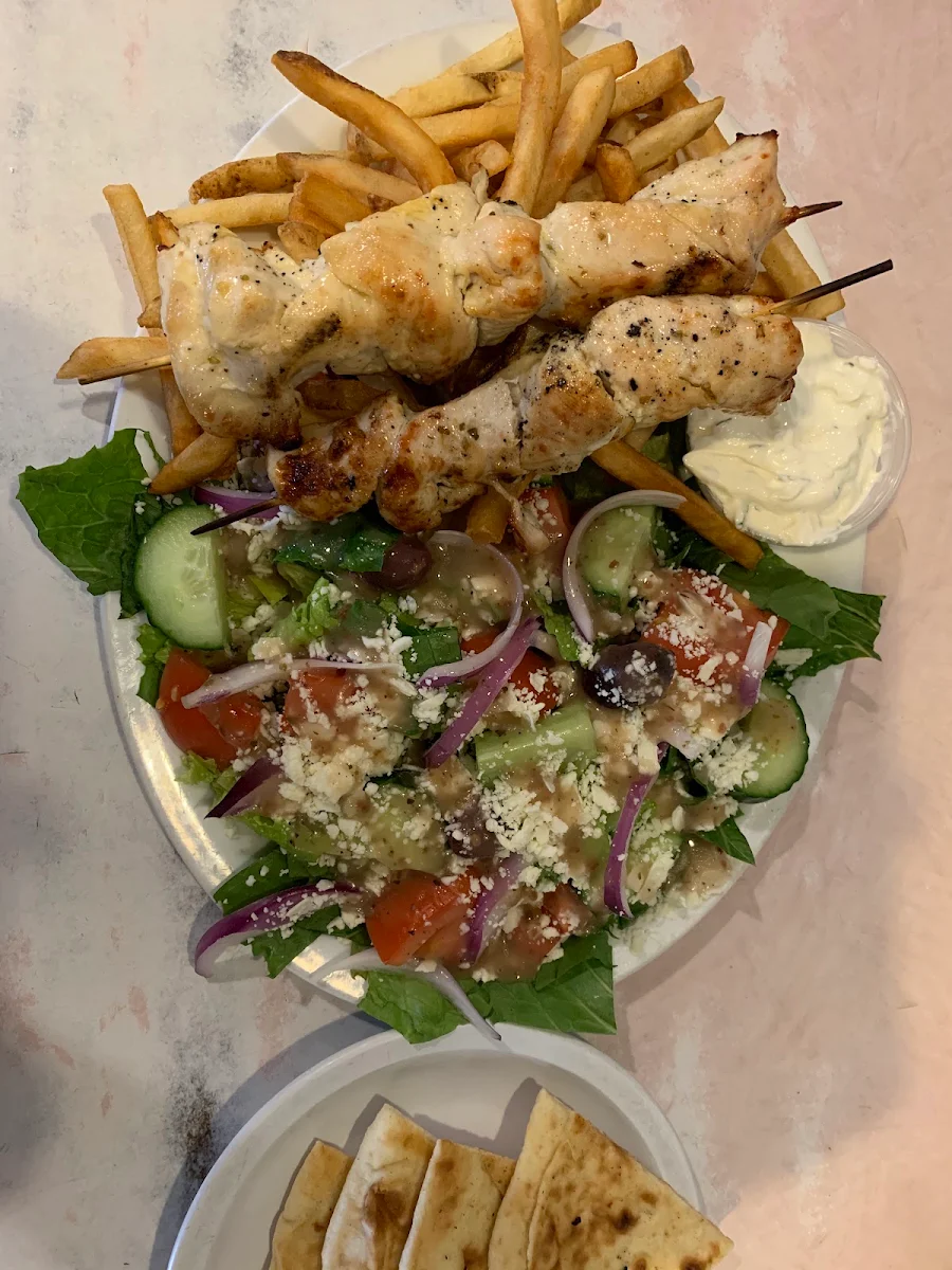 Greek Salad with Chicken Souvlaki