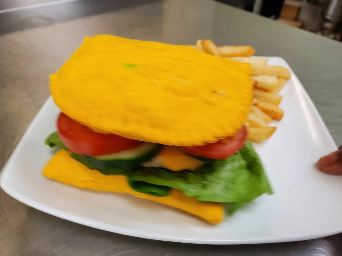 Jerk Chicken & Beef Patty Burger