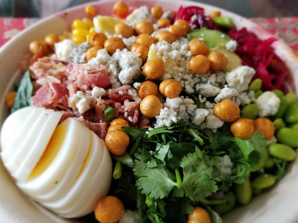 Freshii Cobb Salad with Added Chick Peas Edamame Beet Slaw