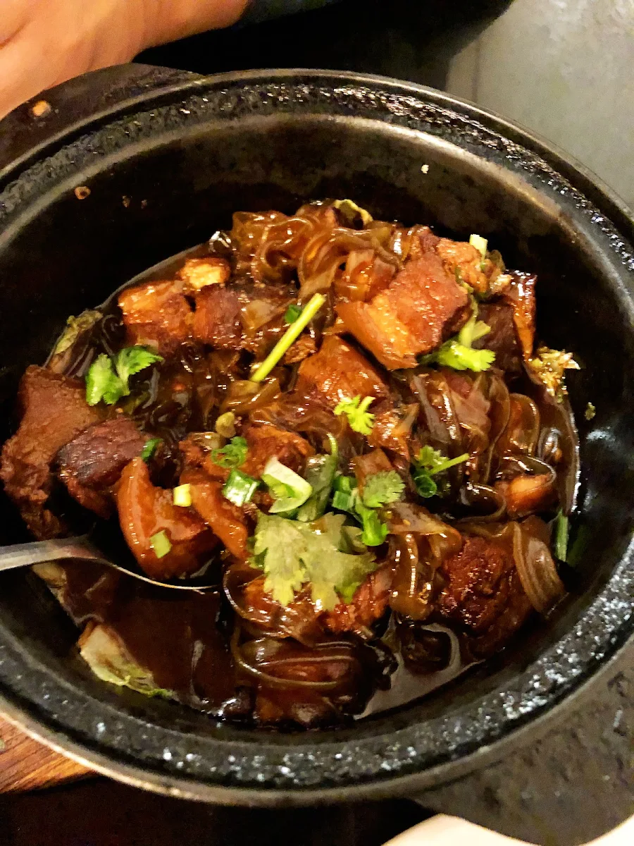 Braised Pork Belly with Sweet Potato Noodles